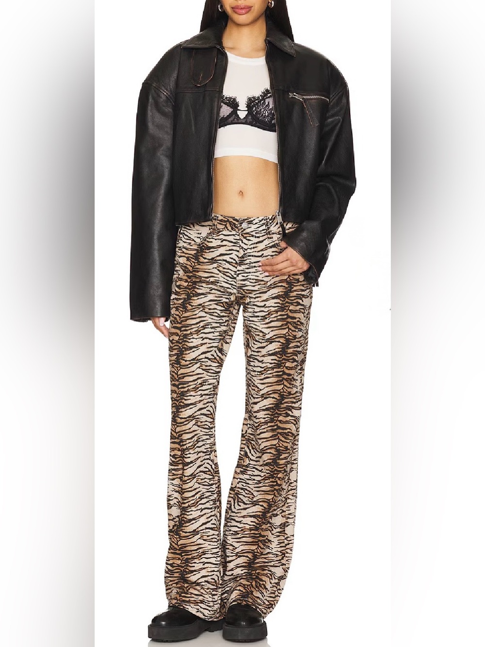 Superdown Vaughn Jeans in Zebra Print Size M Wide Leg 90s Y2K Edgy Street Style